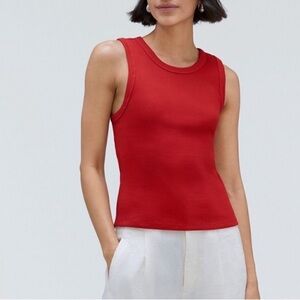 Everlane Ribbed Cut Out Tank Red Size XL